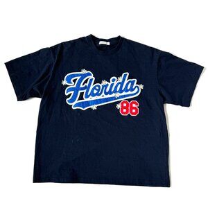 Freak's Store Adult Mens L Florida 86 Tee Shirt T Floral Oversize Black Blue Red
